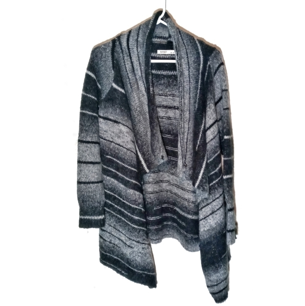 Old Navy Wool Blend Gray Black Open Cardigan